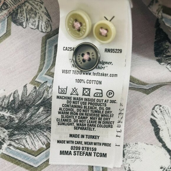 Ted Baker London Men's Stefan Tiger Mash Up Slim Fit Short Sleeve Shirt 6/XXL - Picture 10 of 10